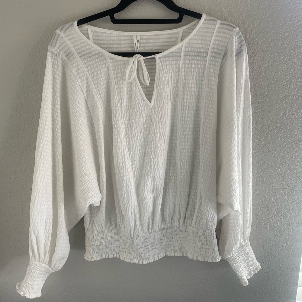 Anthropologie White Textured Blouse
